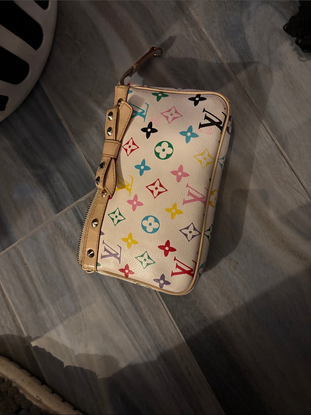 Louis Vuitton Multicolor Monogram White Canvas Wristlet - Picture 1 of 8